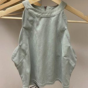 Charlotte Russe teal suede scalloped crop top